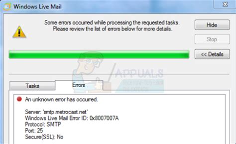how to fix an unknown error occurred