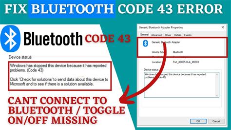 how to fix bluetooth error code 43 in windows 10