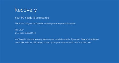 how to fix boot configuration data is missing windows 10