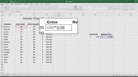 how to fix cell in excel for multiplication