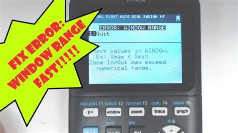 How To Fix Error Window Range On Graphing Calculator