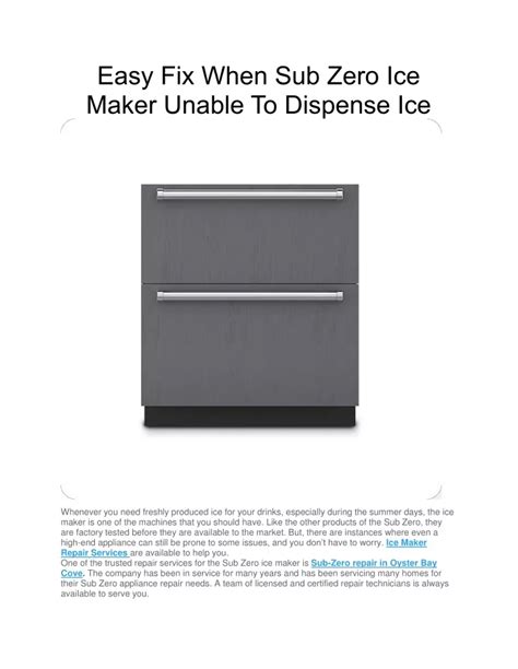 How To Fix Ice Maker On Sub Zero