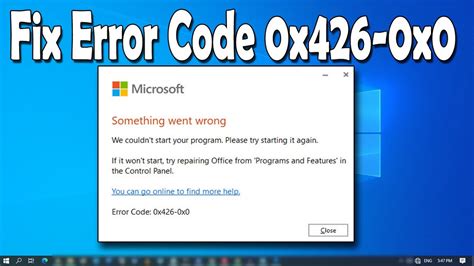 how to fix microsoft error code 0x426-0x0