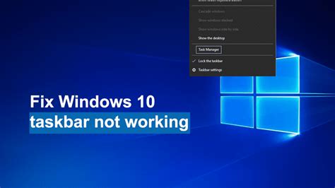 how to fix taskbar not working windows 10
