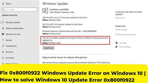 how to fix windows 10 update error 0x800f0922