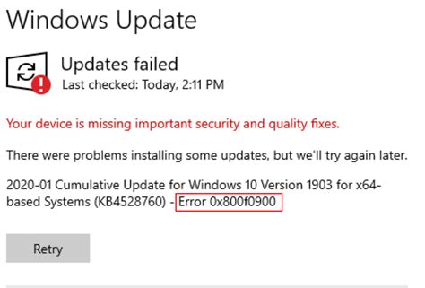 how to fix windows update error 0x800f0900