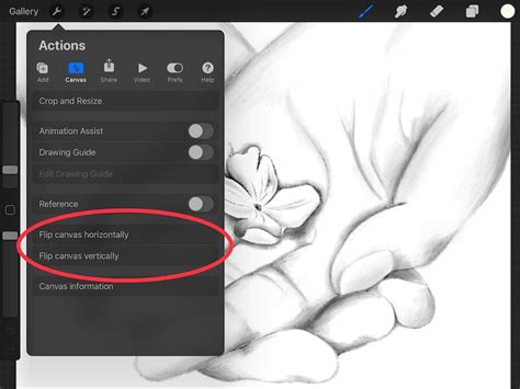 how to flip canvas in procreate