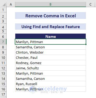 how to flip first and last name in excel and remove comma