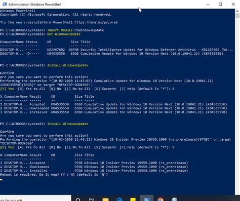 how to force windows update powershell