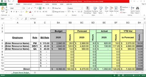 how to forecast expenses in excel