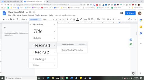 how to format a book in google docs for kdp