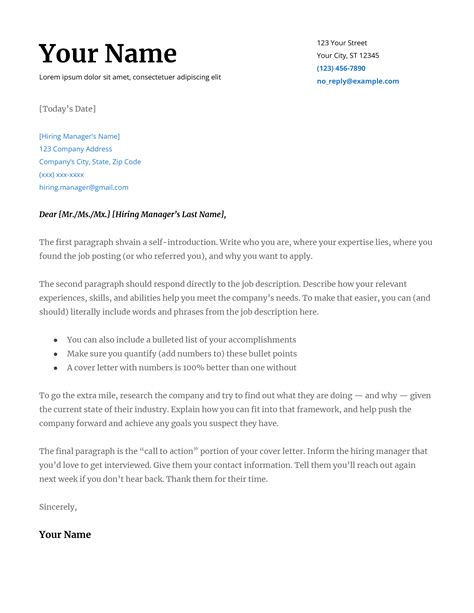 how to format a cover letter in google docs
