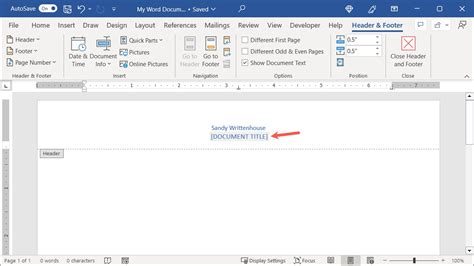 how to format a header in word