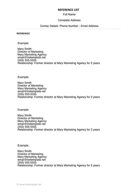 how to format a job reference list
