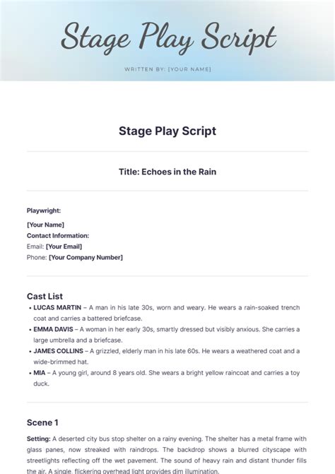 how to format a play script in word