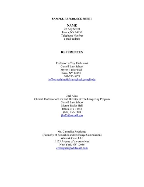 how to format a reference page for a job
