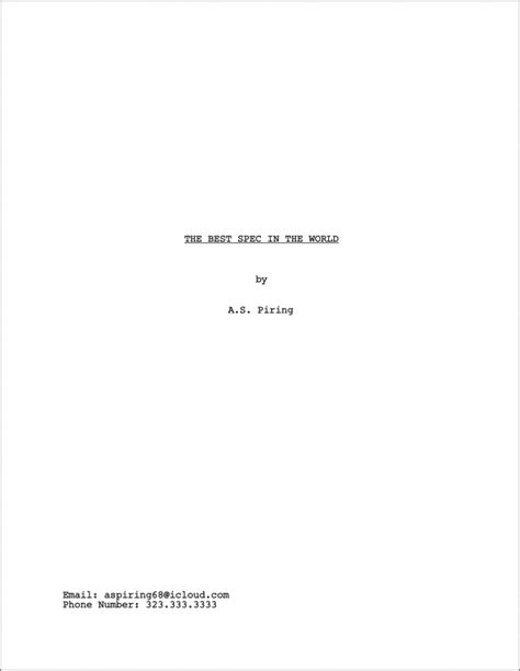 how to format a title page for a script