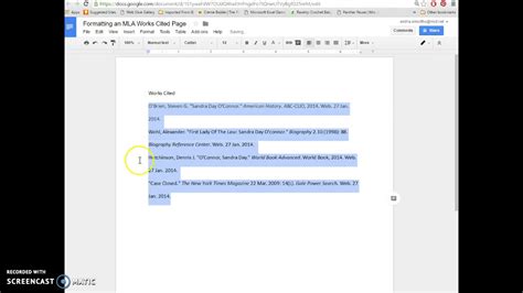 how to format a works cited page in google docs mla