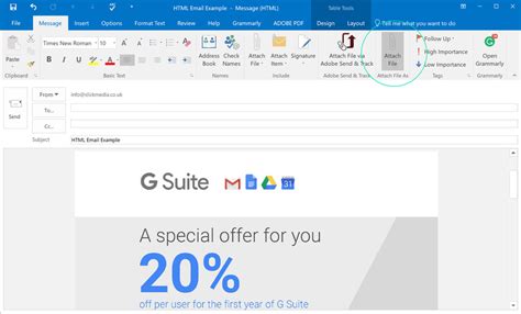 how to format an html email in outlook