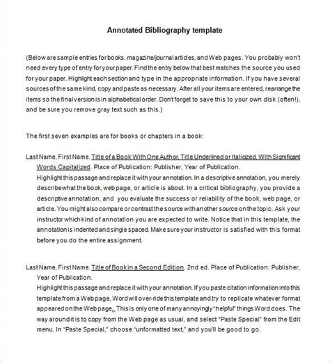 how to format annotated bibliography in word