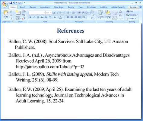 how to format apa references in powerpoint