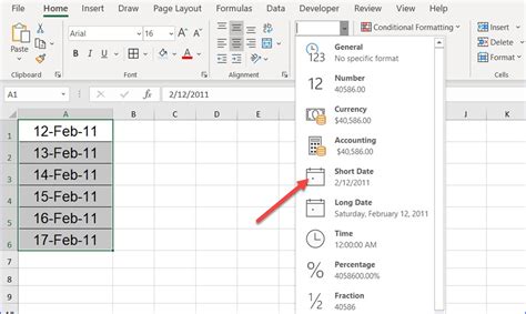 how to format cells to short date in excel