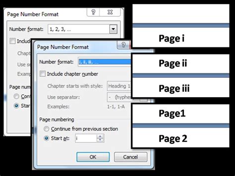 how to format different page numbers in word