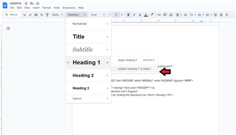 how to format heading in google docs