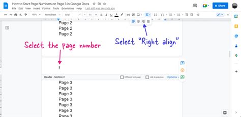 how to format page numbers in google docs