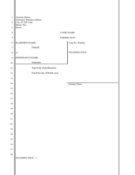 how to format pleading paper in word
