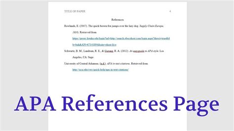 how to format reference page apa in word