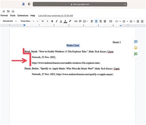 how to format sources in google docs