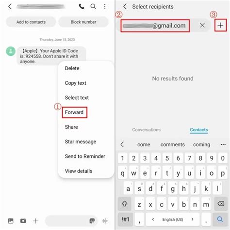 how to forward text messages from android to email