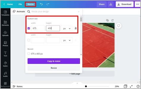 how to free resize image in canva