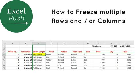 how to freeze only 3 rows in excel