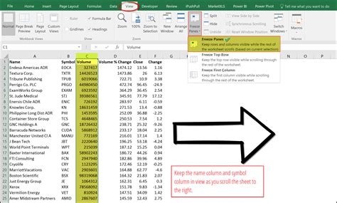 how to freeze row in excel sheet