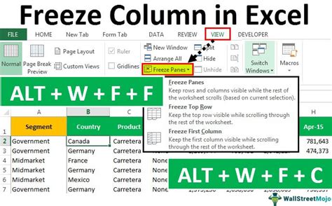 how to freeze selected rows in excel formula