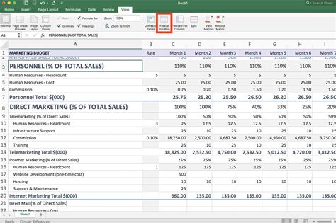 how to freeze top of excel sheet