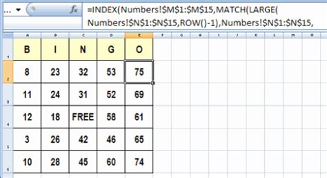 how to generate bingo cards in excel