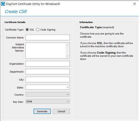 Generate a CSR via MMC certificate snapin using Windows