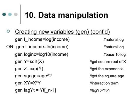 how to generate log variable in stata