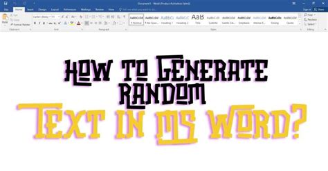 how to generate random words in ms word