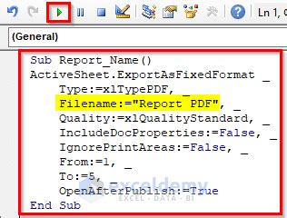 how to generate report in excel using vba pdf