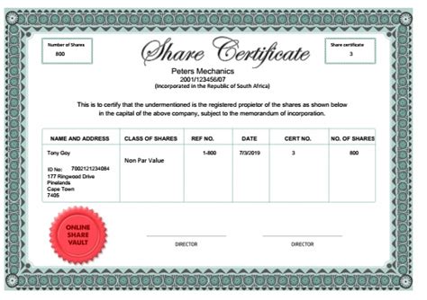 how to generate share certificate on cipc