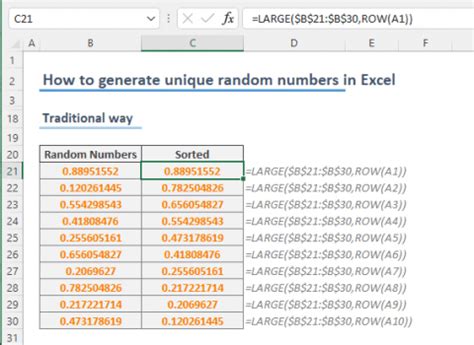 how to generate unique random numbers in excel