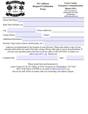 how to get a 911 address in tennessee
