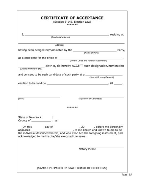 how to get a certificate of acceptance