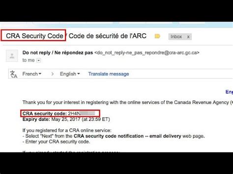 how to get a cra security code