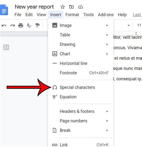how to get a degree symbol in google docs