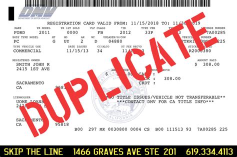 how to get a duplicate car registration in california